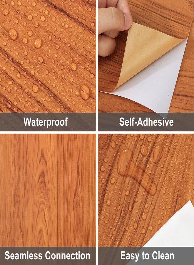 صن بيرد ورق جدران فينيل لاصق مقاوم للماء من صن بيرد بنقشة الخشب، مناسب لتجديد الخزائن والأثاث القديم، ورق لاصق لخزائن المطبخ والأبواب (خشب الساج البني، 12 بوصة × 1 متر) - Image 5